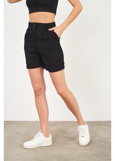 Duble Katlamalı Plise Şort