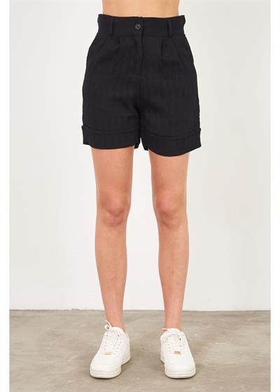 Duble Katlamalı Plise Şort