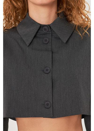 Düğmeli Crop Blazer Ceket 