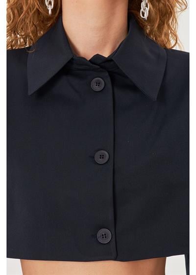 Düğmeli Crop Blazer Ceket 