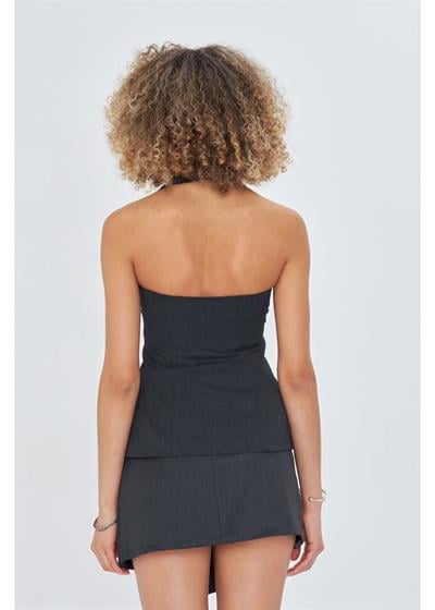 Düğmeli Halter Yaka Yelek 