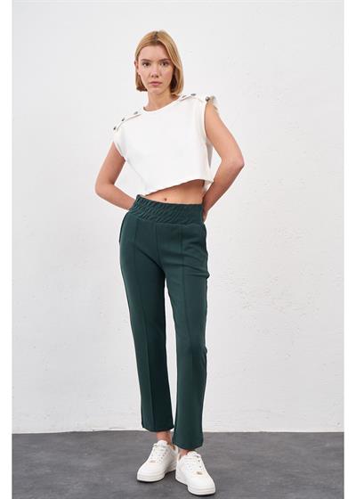 Düğmeli Sıfır Kol Modal Crop Bluz