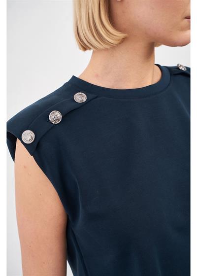 Düğmeli Sıfır Kol Modal Crop Bluz