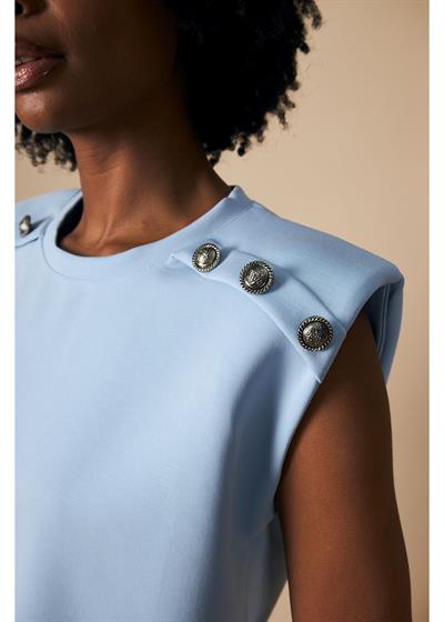 Düğmeli Sıfır Kol Modal Crop Bluz