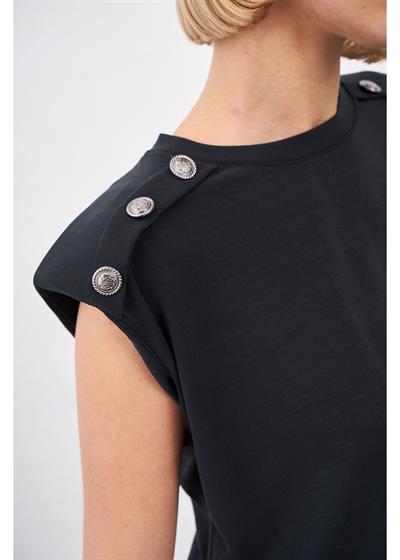 Düğmeli Sıfır Kol Modal Crop Bluz