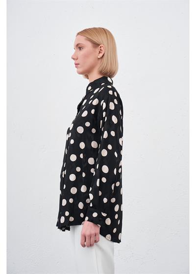 Düşük Kol Puantiyeli Saten Gömlek 