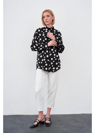 Düşük Kol Puantiyeli Saten Gömlek 