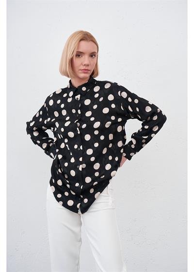 Düşük Kol Puantiyeli Saten Gömlek 