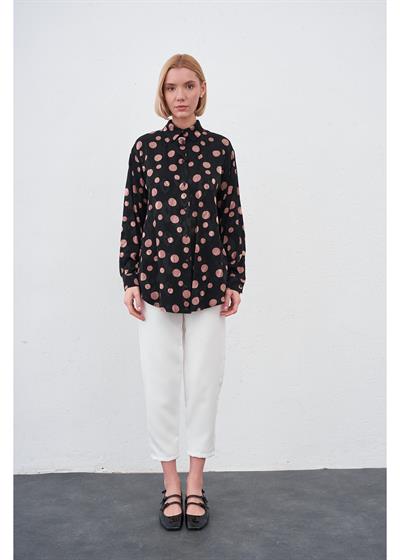 Düşük Kol Puantiyeli Saten Gömlek 