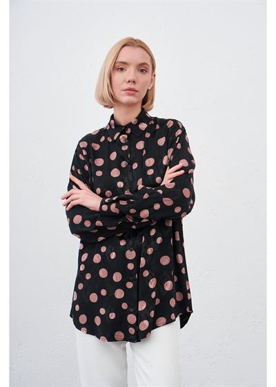 Düşük Kol Puantiyeli Saten Gömlek 