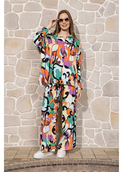 Empirme Baskılı Jessica Yarasa Gömlek 