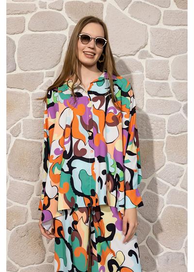 Empirme Baskılı Jessica Yarasa Gömlek 