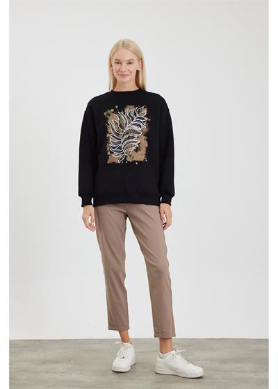 Etnik Desenli Pullu Sweatshirt