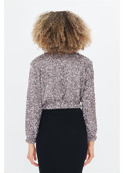 Fermuarlı Kadife Pul Payet Ceket 