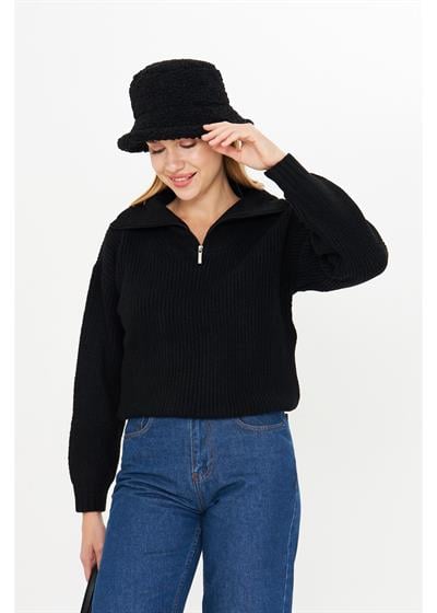 Fermuarlı Triko Kazak  