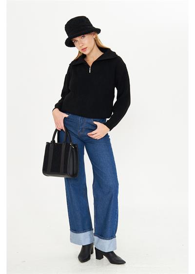 Fermuarlı Triko Kazak  