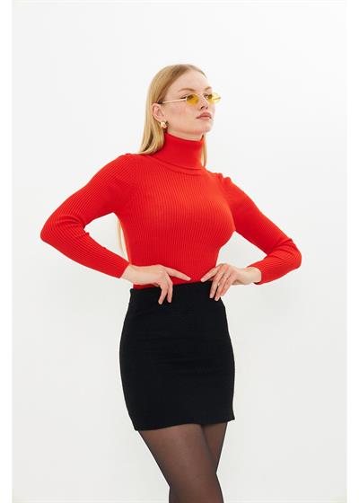 Fitilli Boğazlı Triko Kazak 