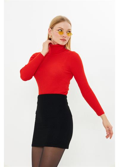 Fitilli Boğazlı Triko Kazak 