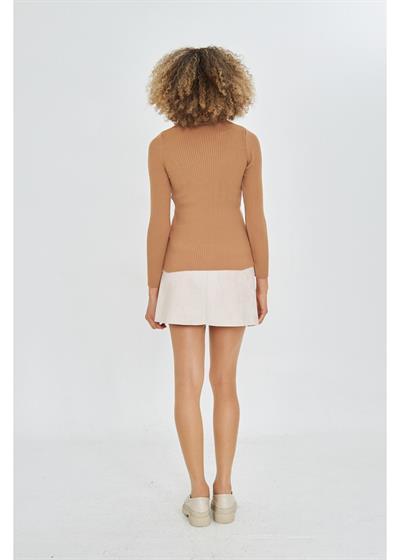 Fitilli Boğazlı Triko Kazak 