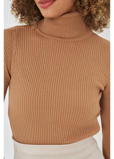 Fitilli Boğazlı Triko Kazak 