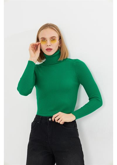 Fitilli Boğazlı Triko Kazak 