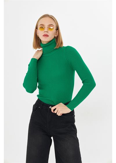 Fitilli Boğazlı Triko Kazak 