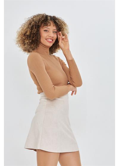 Fitilli Boğazlı Triko Kazak 