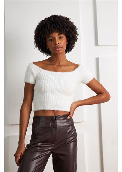 Fitilli Kısa Kol Tüylü Kazak