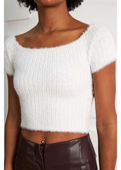 Fitilli Kısa Kol Tüylü Kazak