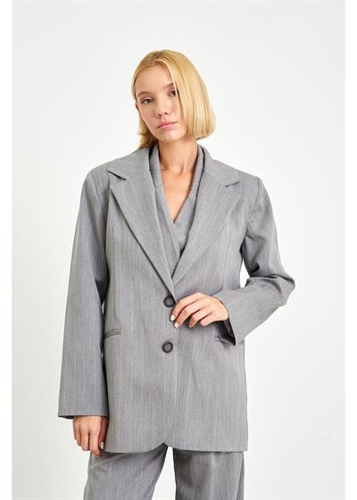 Fleto Cepli Çizgili Poliviskon Ceket