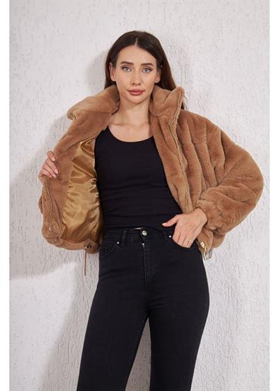 Fleto Cepli Kapitone Peluş Mont