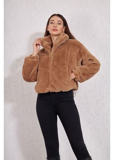 Fleto Cepli Kapitone Peluş Mont