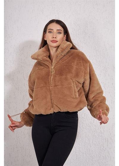 Fleto Cepli Kapitone Peluş Mont