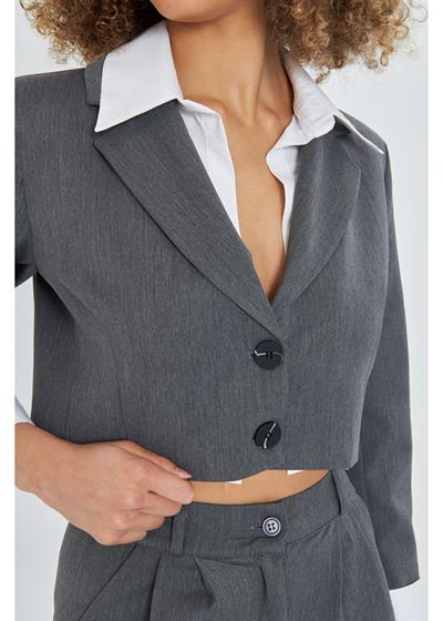 Gömlek Garnili Kısa Ceket 