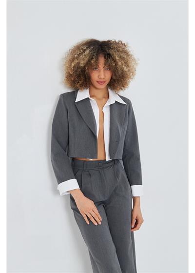 Gömlek Garnili Kısa Ceket 