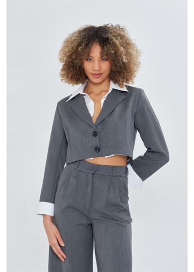 Gömlek Garnili Kısa Ceket 