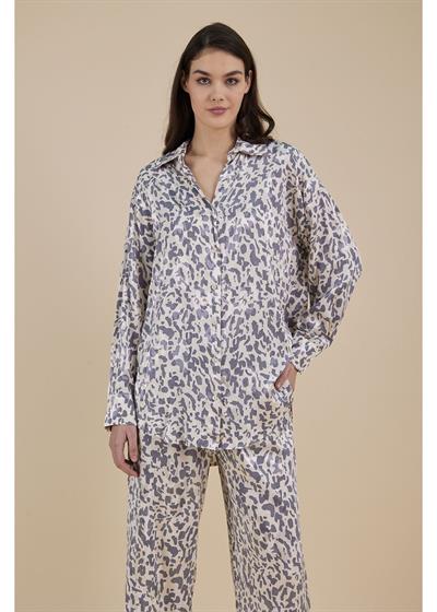 Jakarlı Empirme Saten Gömlek 