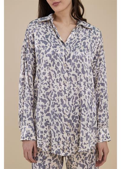 Jakarlı Empirme Saten Gömlek 