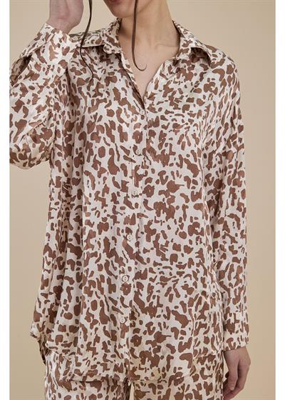 Jakarlı Empirme Saten Gömlek 