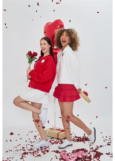 Kalp Baskılı Bomber Sweatshirt 