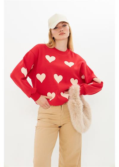 Kalp Baskılı Sweatshirt 