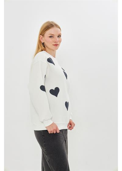 Kalp Baskılı Sweatshirt 