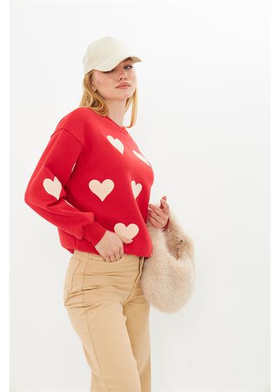 Kalp Baskılı Sweatshirt 