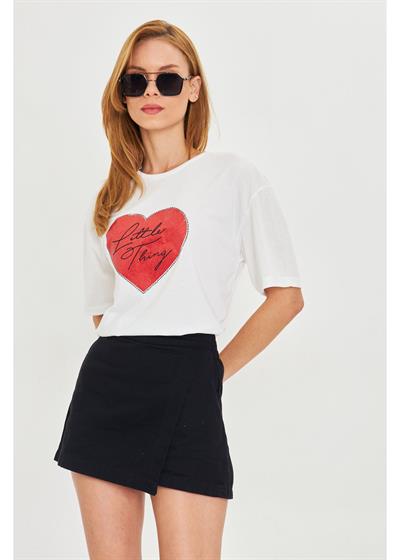Kalp Baskılı T-Shirt