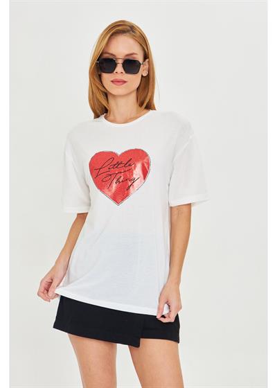 Kalp Baskılı T-Shirt