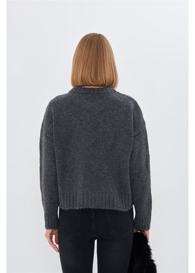 Kalp Detaylı Oversize Kazak 