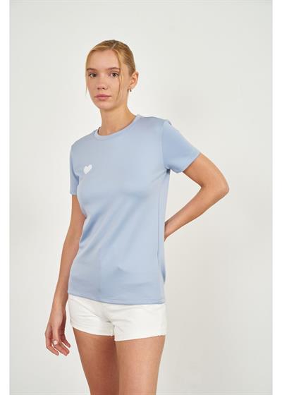 Kalp Nakışlı Kısa Kol Modal T-Shirt