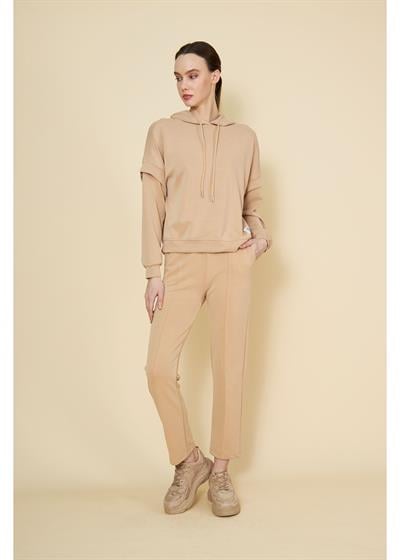 Kapüşonlu Uzun Kol Modal Sweatshirt