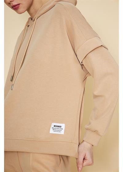 Kapüşonlu Uzun Kol Modal Sweatshirt
