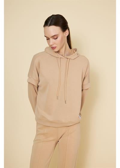 Kapüşonlu Uzun Kol Modal Sweatshirt